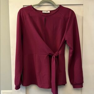 Grace Karin Burgundy Wrap Blouse